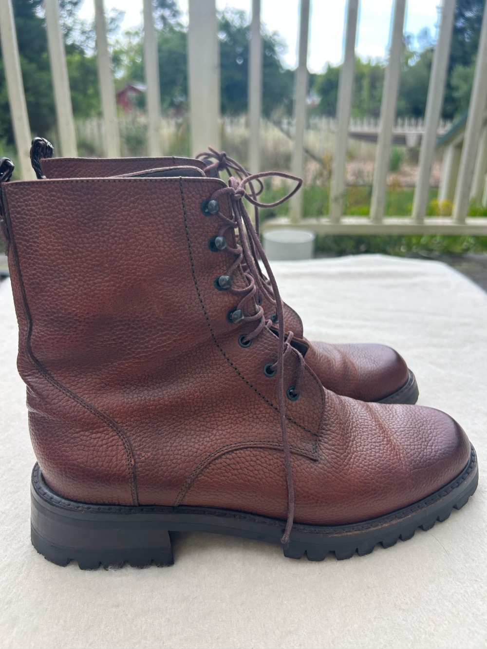 Cole Haan Women’s Brown Pebbled Leather Lace Up Country Boots Size 7